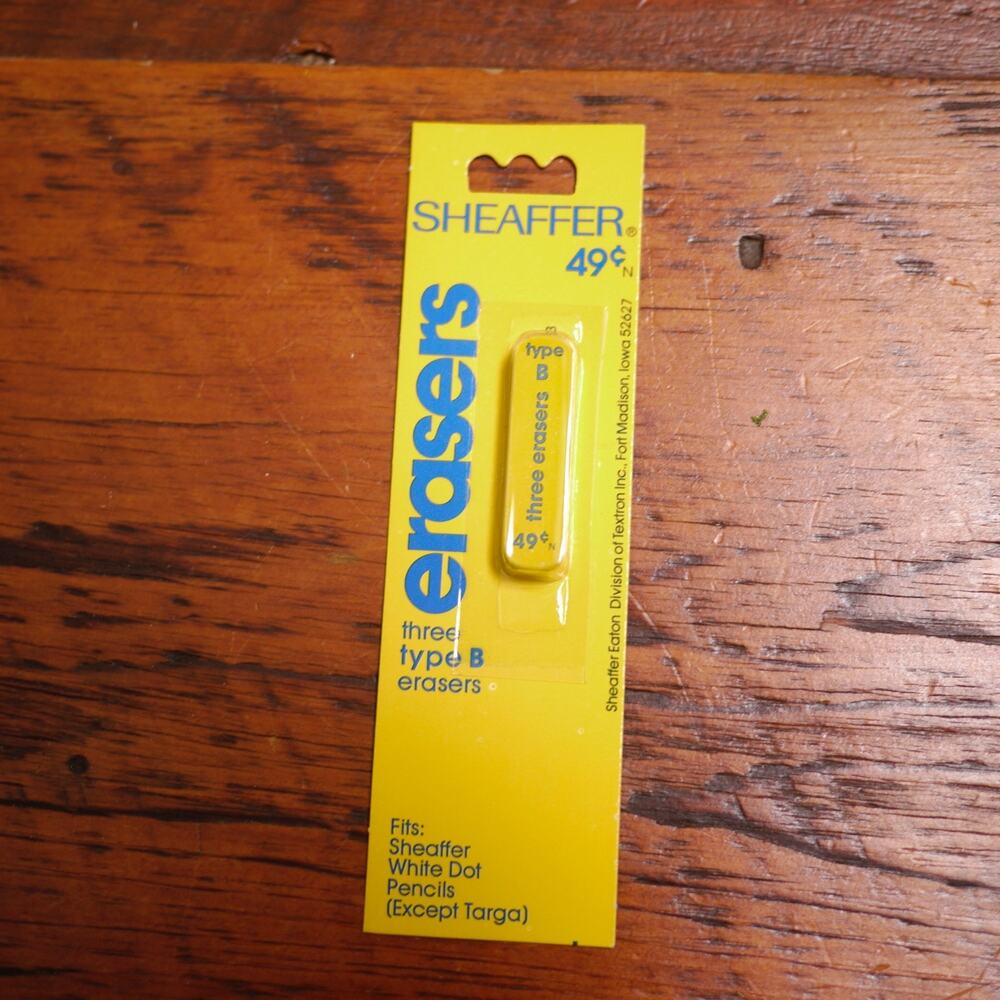 Set of 3 Vintage NEW Deadstock SHEAFFER Type B Pencil Erasers USA Made